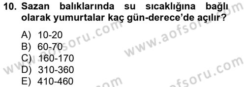 Balık Yetiştiriciliği Dersi 2012 - 2013 Yılı (Vize) Ara Sınav Soruları 10. Soru