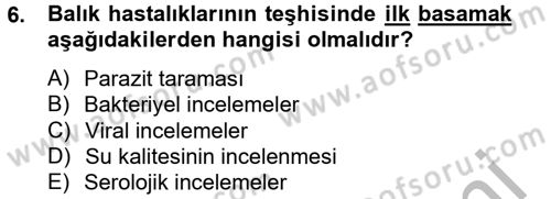 Balık Yetiştiriciliği Dersi 2012 - 2013 Yılı (Final) Dönem Sonu Sınav Soruları 6. Soru