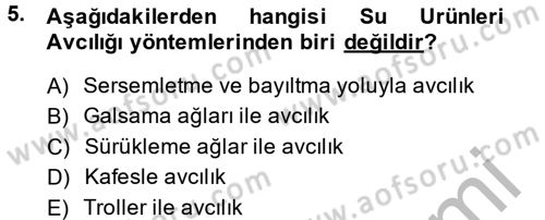 Balık Yetiştiriciliği Dersi 2013 - 2014 Yılı (Vize) Ara Sınav Soruları 5. Soru