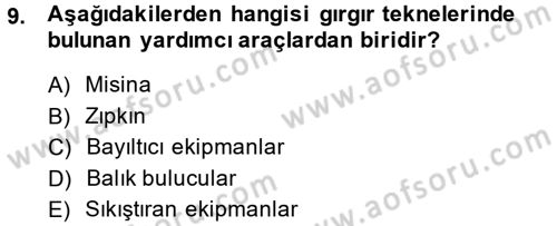 Balık Yetiştiriciliği Dersi 2013 - 2014 Yılı (Vize) Ara Sınav Soruları 9. Soru