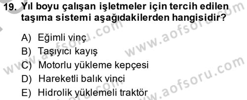 Balık Yetiştiriciliği Dersi 2013 - 2014 Yılı (Final) Dönem Sonu Sınav Soruları 19. Soru