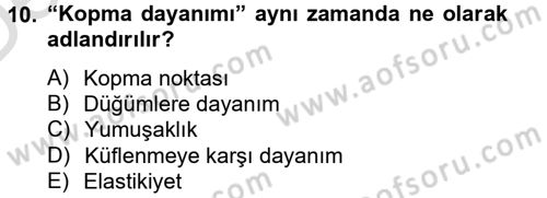 Balık Yetiştiriciliği Dersi 2013 - 2014 Yılı Tek Ders Sınav Soruları 10. Soru