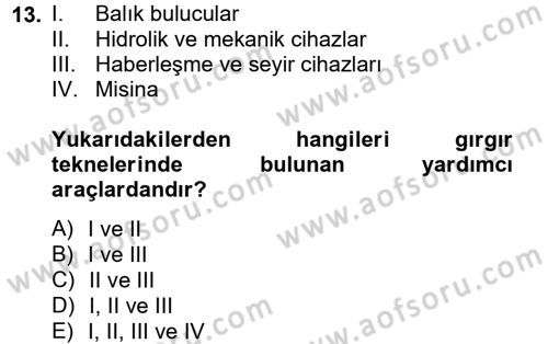 Balık Yetiştiriciliği Dersi 2013 - 2014 Yılı Tek Ders Sınav Soruları 13. Soru