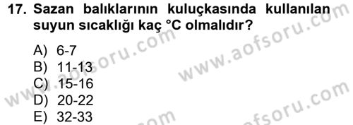 Balık Yetiştiriciliği Dersi 2013 - 2014 Yılı Tek Ders Sınav Soruları 17. Soru