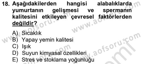 Balık Yetiştiriciliği Dersi 2013 - 2014 Yılı Tek Ders Sınav Soruları 18. Soru