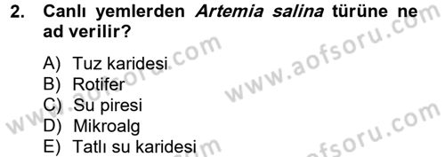 Balık Yetiştiriciliği Dersi 2013 - 2014 Yılı Tek Ders Sınav Soruları 2. Soru