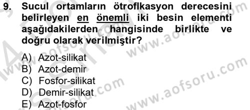 Balık Yetiştiriciliği Dersi 2013 - 2014 Yılı Tek Ders Sınav Soruları 9. Soru