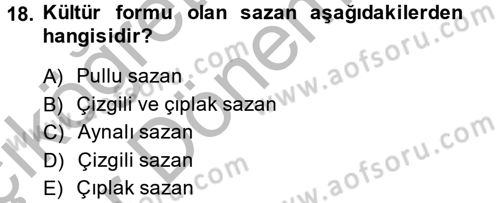 Balık Yetiştiriciliği Dersi 2014 - 2015 Yılı (Vize) Ara Sınav Soruları 18. Soru