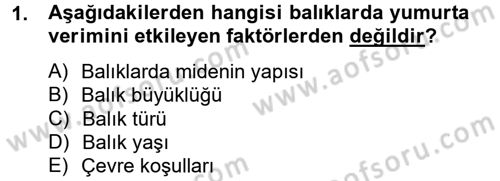 Balık Yetiştiriciliği Dersi 2014 - 2015 Yılı (Final) Dönem Sonu Sınav Soruları 1. Soru