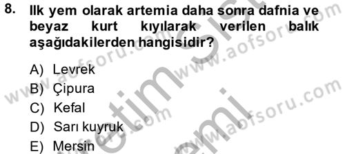 Balık Yetiştiriciliği Dersi 2014 - 2015 Yılı (Final) Dönem Sonu Sınav Soruları 8. Soru