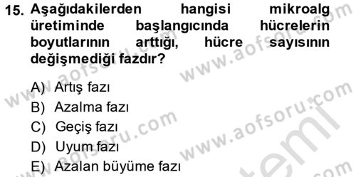 Balık Yetiştiriciliği Dersi 2014 - 2015 Yılı Tek Ders Sınav Soruları 15. Soru