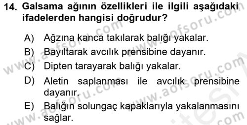 Balık Yetiştiriciliği Dersi 2015 - 2016 Yılı (Vize) Ara Sınav Soruları 14. Soru