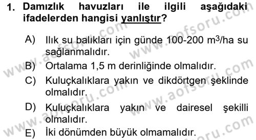 Balık Yetiştiriciliği Dersi 2015 - 2016 Yılı (Final) Dönem Sonu Sınav Soruları 1. Soru
