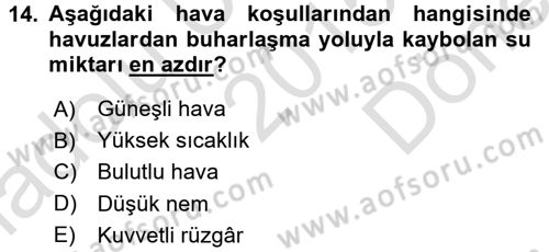 Balık Yetiştiriciliği Dersi 2015 - 2016 Yılı (Final) Dönem Sonu Sınav Soruları 14. Soru