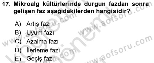 Balık Yetiştiriciliği Dersi 2015 - 2016 Yılı (Final) Dönem Sonu Sınav Soruları 17. Soru