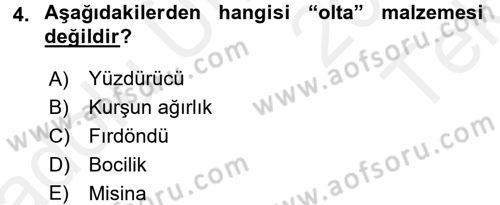 Balık Yetiştiriciliği Dersi 2015 - 2016 Yılı Tek Ders Sınav Soruları 4. Soru