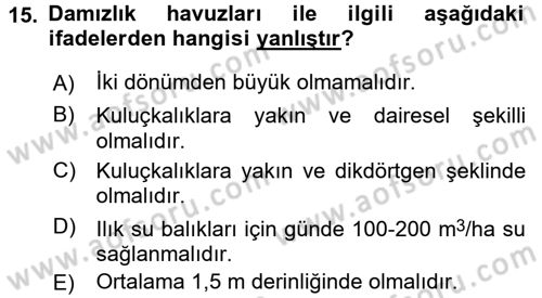 Balık Yetiştiriciliği Dersi 2016 - 2017 Yılı 3 Ders Sınav Soruları 15. Soru
