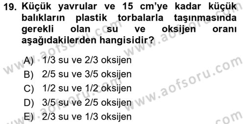 Balık Yetiştiriciliği Dersi 2016 - 2017 Yılı 3 Ders Sınav Soruları 19. Soru