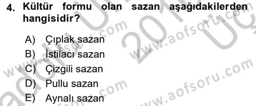 Balık Yetiştiriciliği Dersi 2016 - 2017 Yılı 3 Ders Sınav Soruları 4. Soru