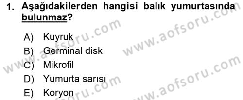 Balık Yetiştiriciliği Dersi 2016 - 2017 Yılı (Vize) Ara Sınav Soruları 1. Soru