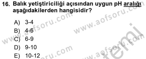 Balık Yetiştiriciliği Dersi 2016 - 2017 Yılı (Vize) Ara Sınav Soruları 16. Soru