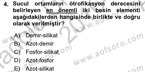 Balık Yetiştiriciliği Dersi 2016 - 2017 Yılı (Vize) Ara Sınav Soruları 4. Soru