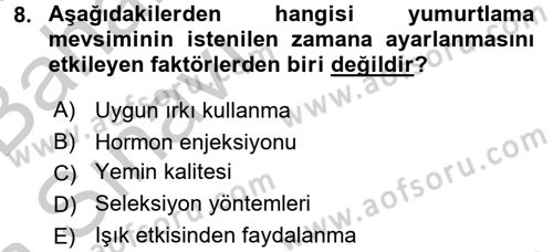 Balık Yetiştiriciliği Dersi 2016 - 2017 Yılı (Vize) Ara Sınav Soruları 8. Soru