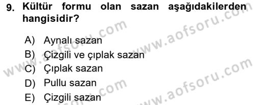 Balık Yetiştiriciliği Dersi 2016 - 2017 Yılı (Vize) Ara Sınav Soruları 9. Soru