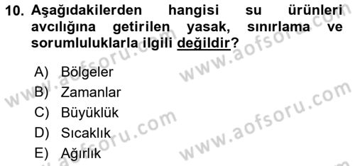 Balık Yetiştiriciliği Dersi 2017 - 2018 Yılı 3 Ders Sınav Soruları 10. Soru
