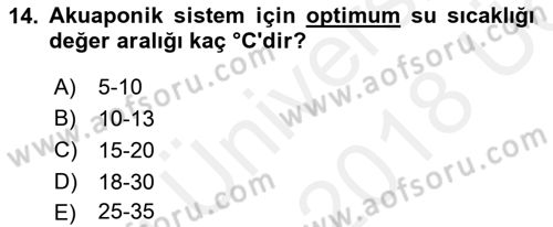 Balık Yetiştiriciliği Dersi 2017 - 2018 Yılı 3 Ders Sınav Soruları 14. Soru