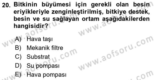 Balık Yetiştiriciliği Dersi 2017 - 2018 Yılı 3 Ders Sınav Soruları 20. Soru
