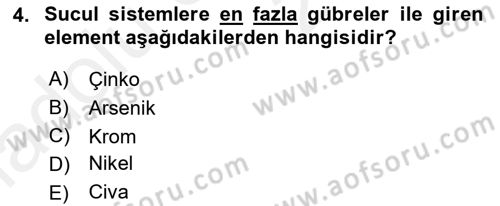 Balık Yetiştiriciliği Dersi 2017 - 2018 Yılı 3 Ders Sınav Soruları 4. Soru