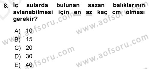 Balık Yetiştiriciliği Dersi 2017 - 2018 Yılı 3 Ders Sınav Soruları 8. Soru