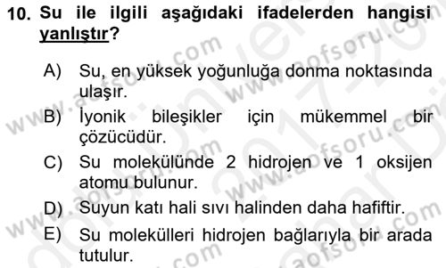 Balık Yetiştiriciliği Dersi 2017 - 2018 Yılı (Vize) Ara Sınav Soruları 10. Soru