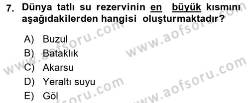 Balık Yetiştiriciliği Dersi 2017 - 2018 Yılı (Vize) Ara Sınav Soruları 7. Soru
