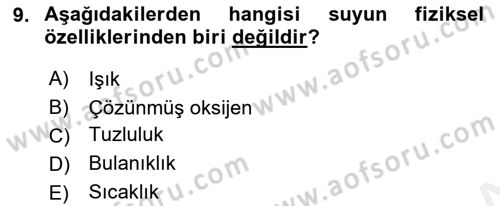Balık Yetiştiriciliği Dersi 2017 - 2018 Yılı (Vize) Ara Sınav Soruları 9. Soru
