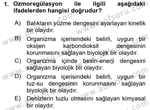 Balık Yetiştiriciliği Dersi 2017 - 2018 Yılı (Final) Dönem Sonu Sınav Soruları 1. Soru