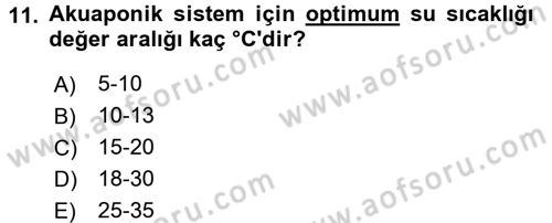 Balık Yetiştiriciliği Dersi 2017 - 2018 Yılı (Final) Dönem Sonu Sınav Soruları 11. Soru