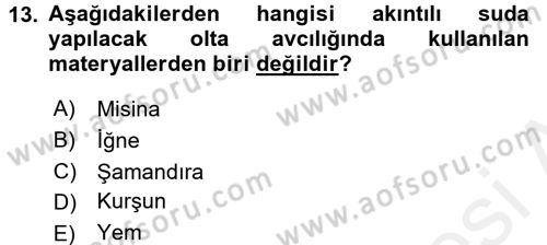 Balık Yetiştiriciliği Dersi 2017 - 2018 Yılı (Final) Dönem Sonu Sınav Soruları 13. Soru