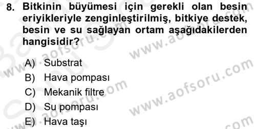 Balık Yetiştiriciliği Dersi 2017 - 2018 Yılı (Final) Dönem Sonu Sınav Soruları 8. Soru
