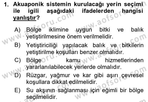 Balık Yetiştiriciliği Dersi 2018 - 2019 Yılı 3 Ders Sınav Soruları 1. Soru