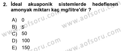 Balık Yetiştiriciliği Dersi 2018 - 2019 Yılı 3 Ders Sınav Soruları 2. Soru