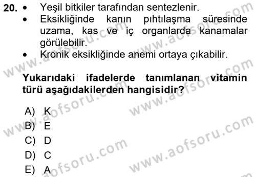Balık Yetiştiriciliği Dersi 2018 - 2019 Yılı 3 Ders Sınav Soruları 20. Soru