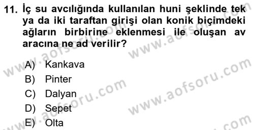 Balık Yetiştiriciliği Dersi 2018 - 2019 Yılı (Final) Dönem Sonu Sınav Soruları 11. Soru