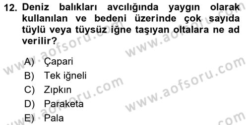 Balık Yetiştiriciliği Dersi 2018 - 2019 Yılı (Final) Dönem Sonu Sınav Soruları 12. Soru