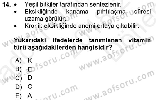 Balık Yetiştiriciliği Dersi 2018 - 2019 Yılı (Final) Dönem Sonu Sınav Soruları 14. Soru