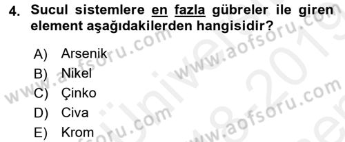 Balık Yetiştiriciliği Dersi 2018 - 2019 Yılı (Final) Dönem Sonu Sınav Soruları 4. Soru