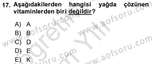 Balık Yetiştiriciliği Dersi 2020 - 2021 Yılı Yaz Okulu Sınav Soruları 17. Soru