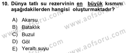 Balık Yetiştiriciliği Dersi 2021 - 2022 Yılı (Vize) Ara Sınav Soruları 10. Soru