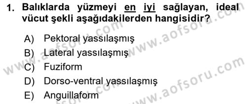 Balık Yetiştiriciliği Dersi 2021 - 2022 Yılı (Final) Dönem Sonu Sınav Soruları 1. Soru